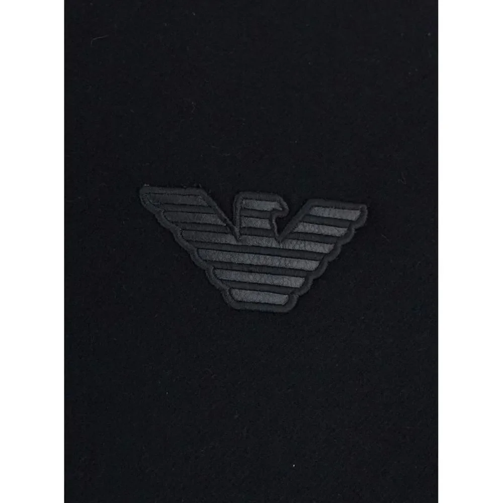 Emporio Armani Men Jacket Wool Leather Sleeves With Black Gothic Logo Men